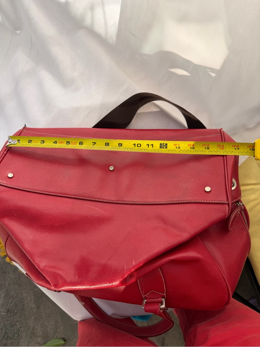 Vintage Ann Taylor Red Leather Duffle Bag Weekender CarryOn Travel Luggage AS IS - Picture 11 of 16